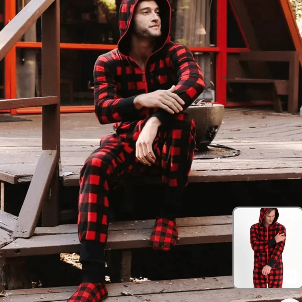 Tipseyelves MEN'S LUMBERJACK JUMPSUIT Mefium Buffalo‎ Plaid Onzie - Picture 14 of 14